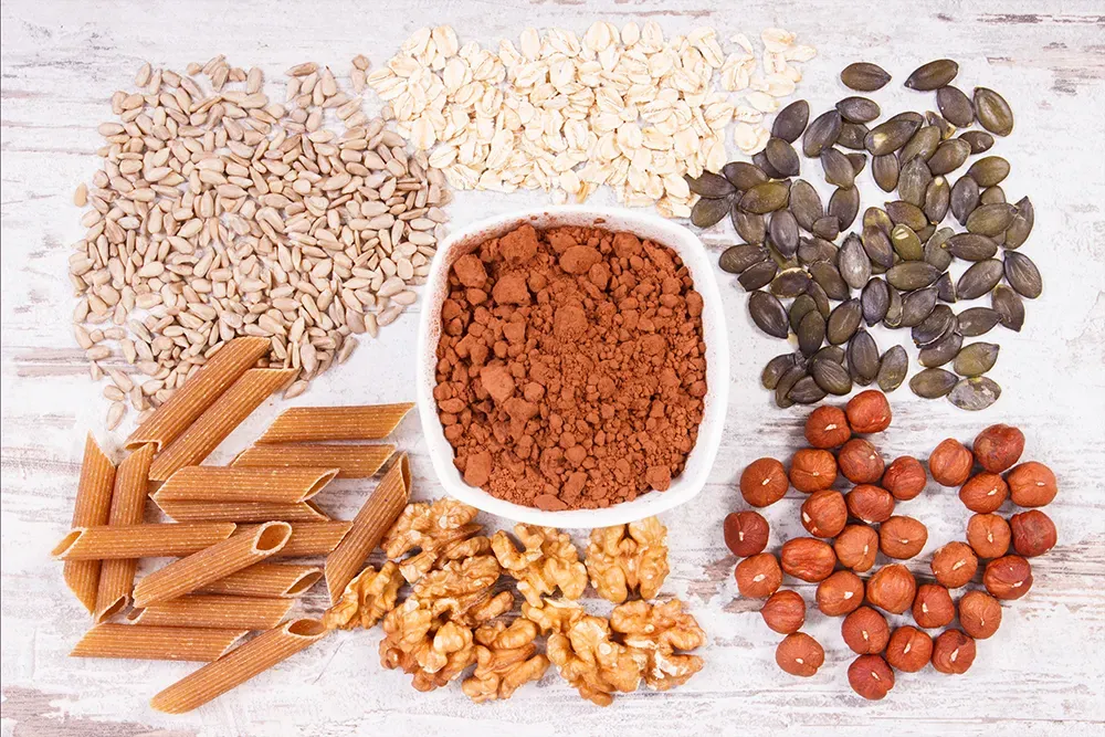Seeds, nuts and cocoa rich in magnesium